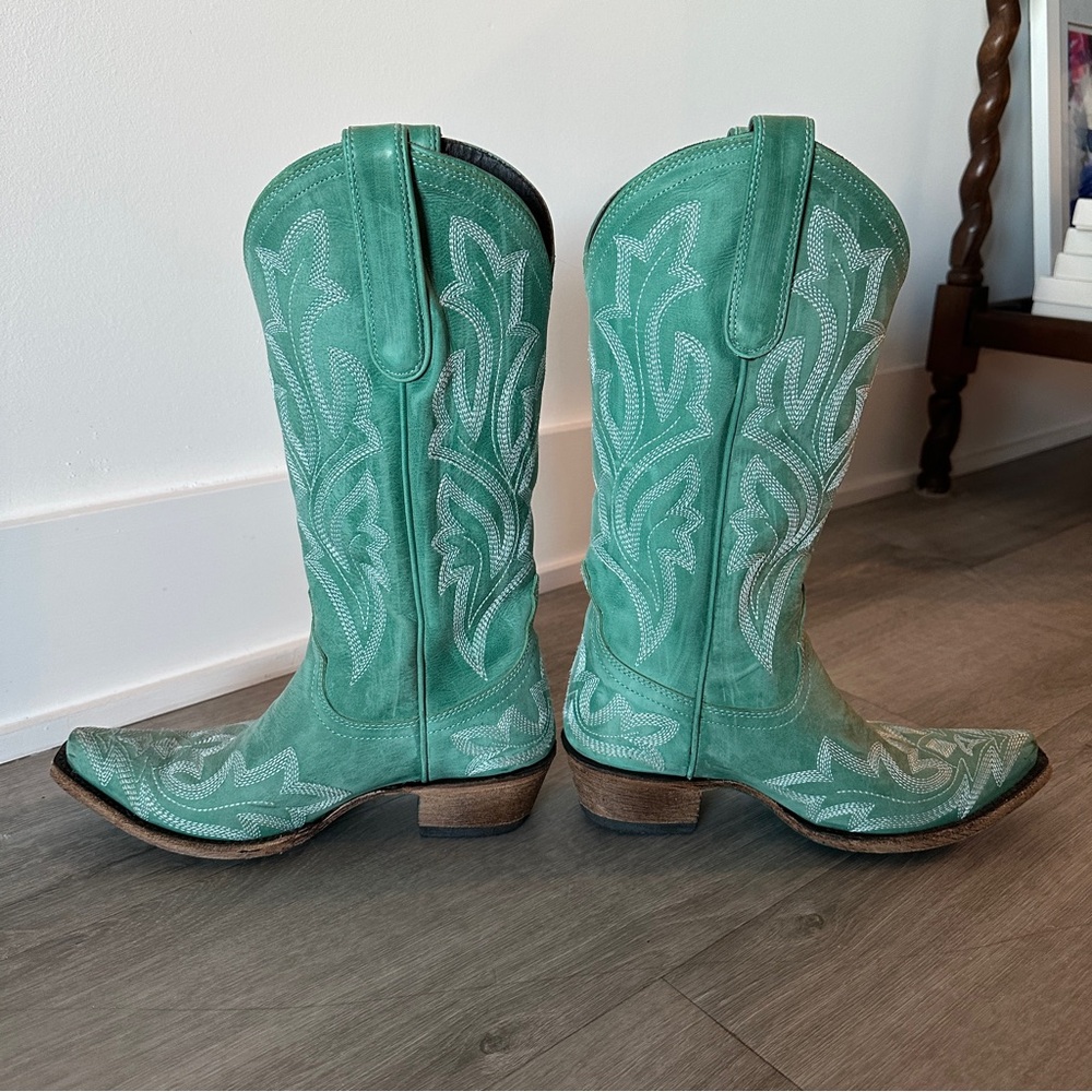 Lane Saratoga Boots with Snip Toe in Taos Turquoise Size 7 - Picture 5 of 10